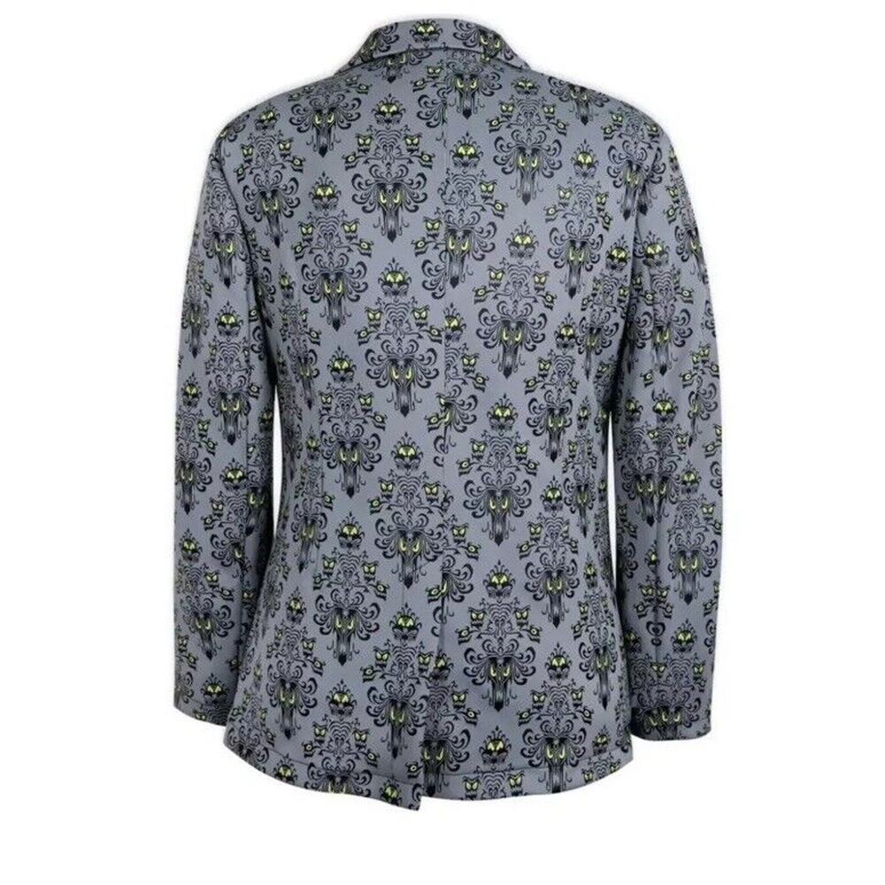 NEW Haunted Mansion Wallpaper Printed Suit Jacket Blazer Glow In The Dark S/M - Picture 2 of 4